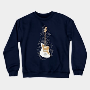 Vintage White Offset Style Electric Guitar Flowering Vines Crewneck Sweatshirt